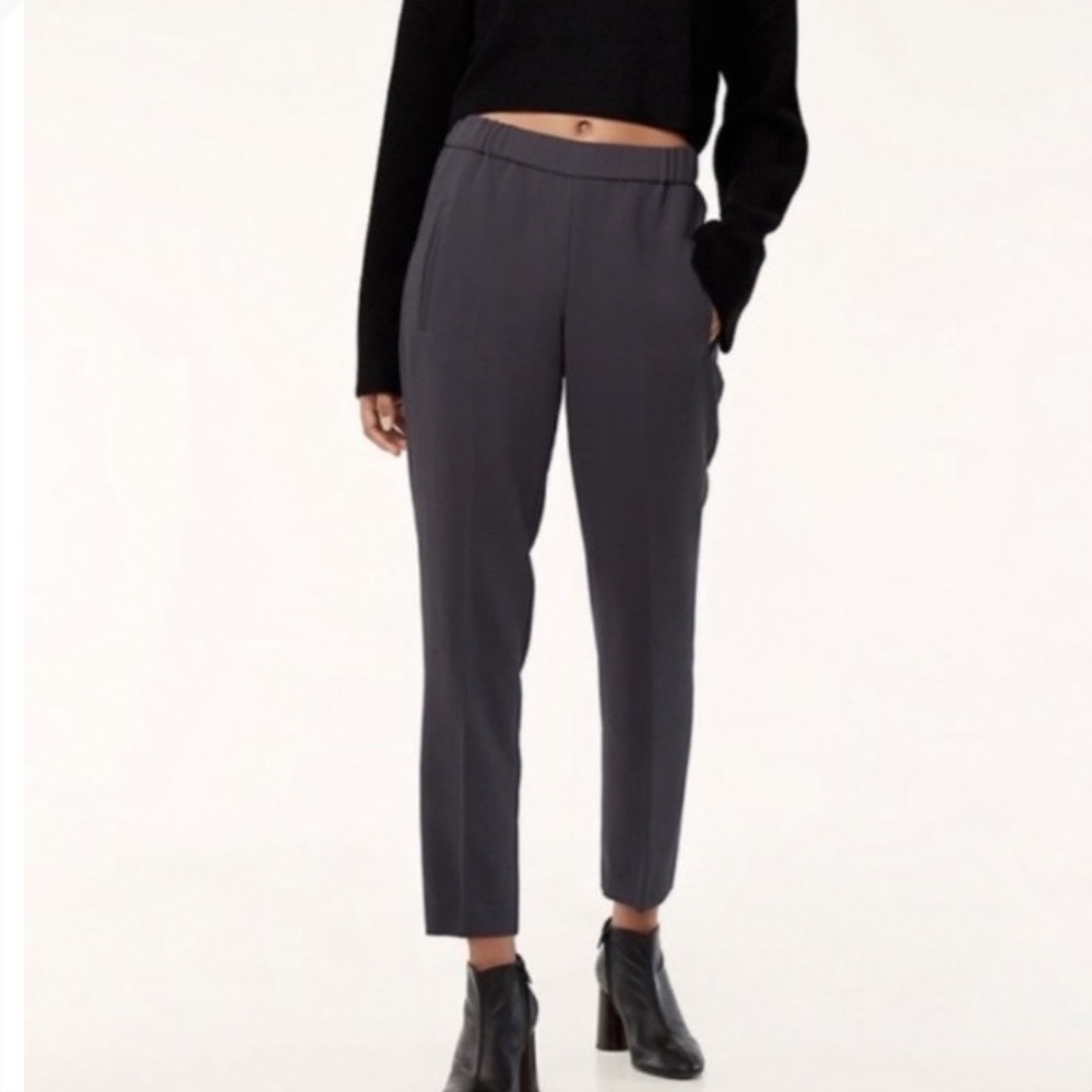 Wilfred Aritzia Terrence Pant Dark Gray High Rise Tapered Cropped Trouser Size 8